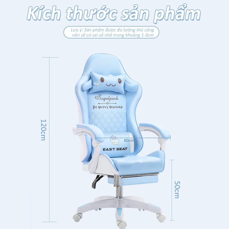 Ghế GameMẫu Mới Nhất, Ghế Livestream Chân Xoay 5 Cánh siêu dễ dàng để lắp ráp.Chân ghế nylon nhẵn phẳng.Thiết kế công thái học,Gối tựa lưng, tựa cổ đầy đủ. 8
