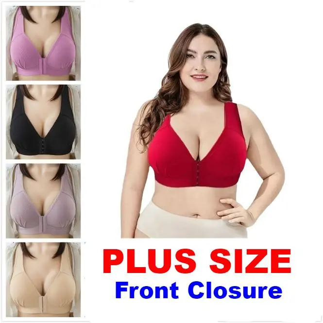 High Quality Plus Size Front Closure Bra Full Cup Wireless Sports Underwear M-4XL
