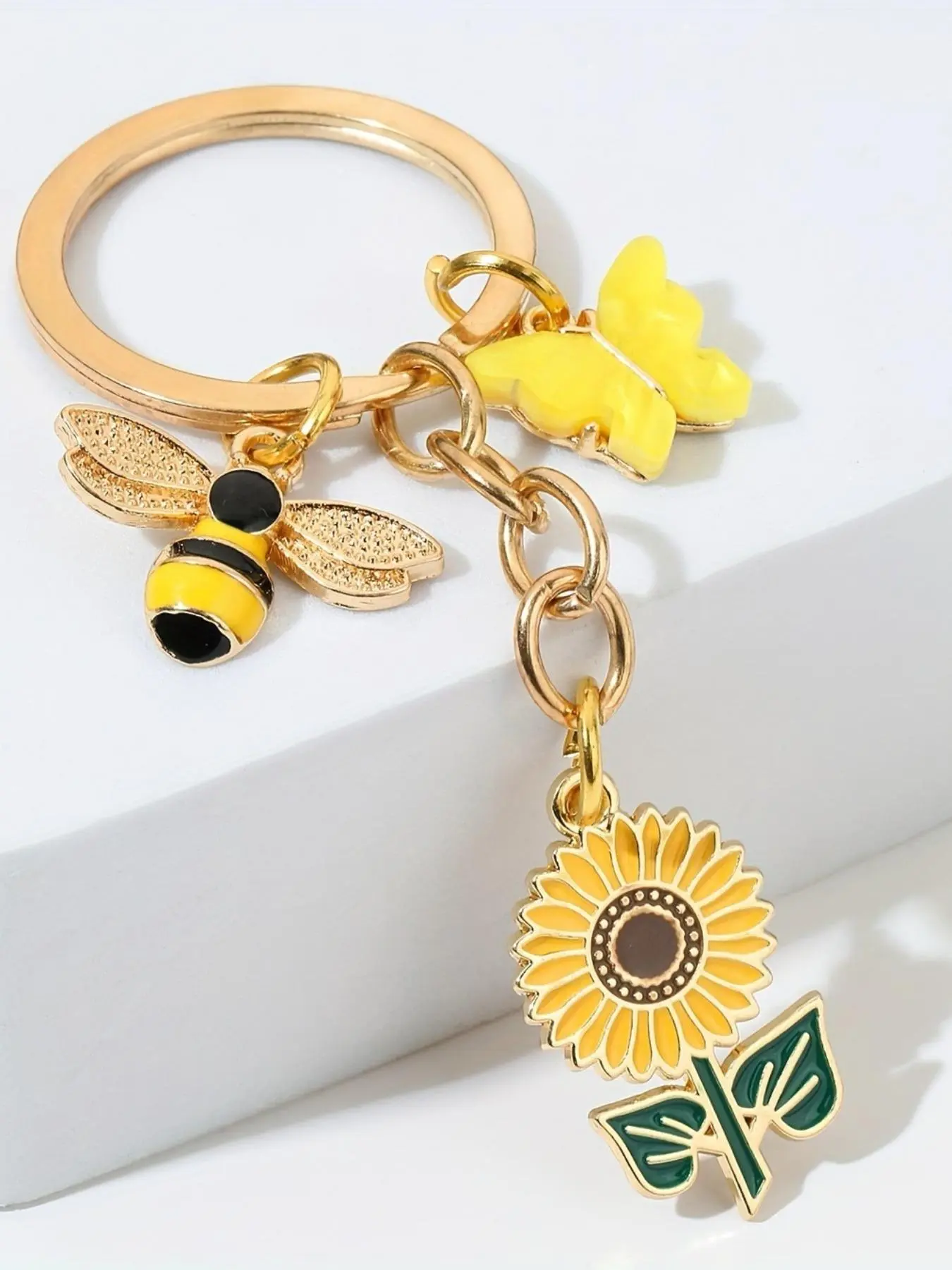 Cute Sunflower & Bee Design Keychain, Fashionable Keychain for Women & Girls, Trendy All-match & Exquisite Keychain for Birthday Gift, Pendant, Jewellery, Charm
