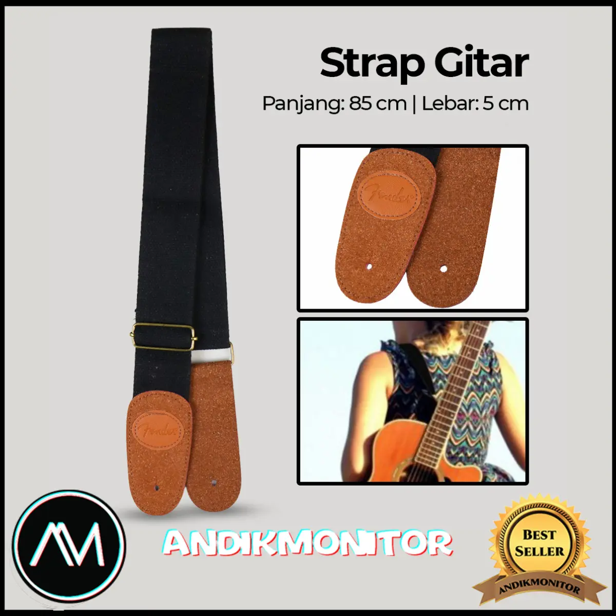 Fender Kabel Tali Strap Gitar Guitar - Black