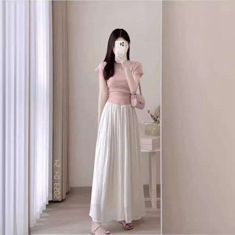 Bộ Đồ Muối Nhỏ Phong Cách Mùa Hè, Áo ngắn Tay Và Váy Màu Hồng, Thanh Lịch Và Nhẹ Nhàng, Phong Cách Cổ Điển Trưởng Thành Nhẹ Nhàng, Bộ Đồ Hai Mảnh, Dành Cho Nữ 2