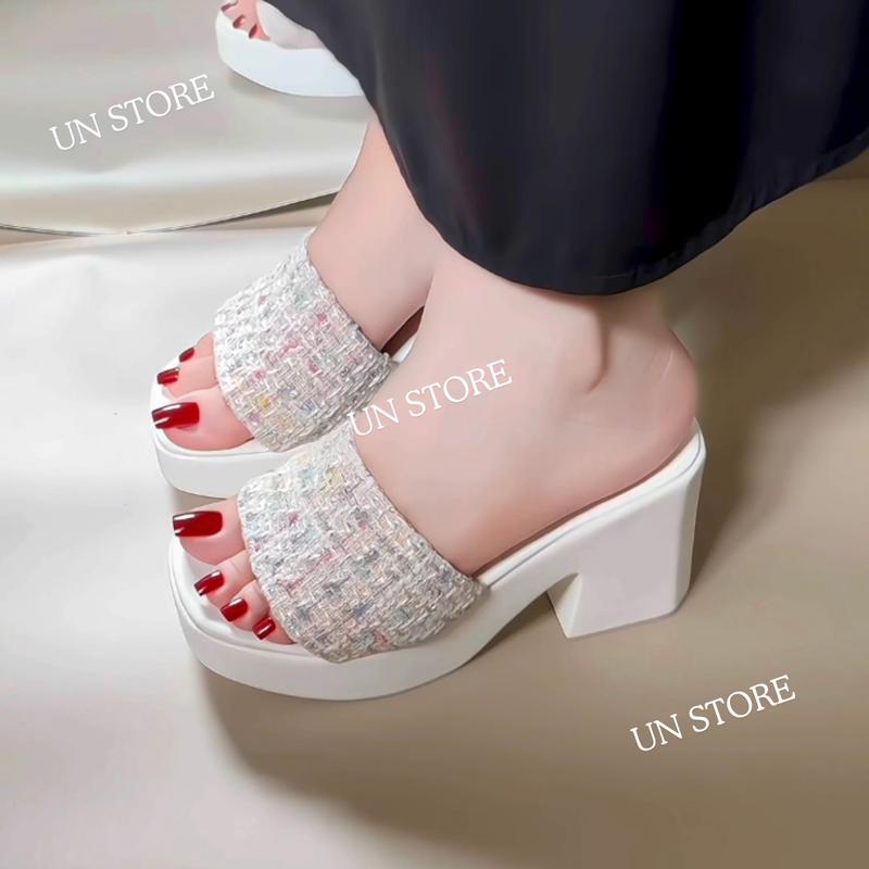 Dép đế xuồng PU quai vải bản ngang USD047 Nhung DéP Shoes Sandal Nữ GiàY