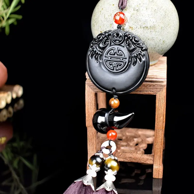 Đồ Trang Trí Treo Xe Hơi, Hình Quả Bầu Thủy Tinh Obsidian, Đồ Trang Trí Xe Hơi, Chuyến Đi An Toàn, Thích Hợp Cho Nam Và Nữ, Treo Trên Gương Chiếu Hậu Ô Tô, Mặt Dây Chuyền, Tuyệt Vời Làm Quà Tặng Nội Thất 5