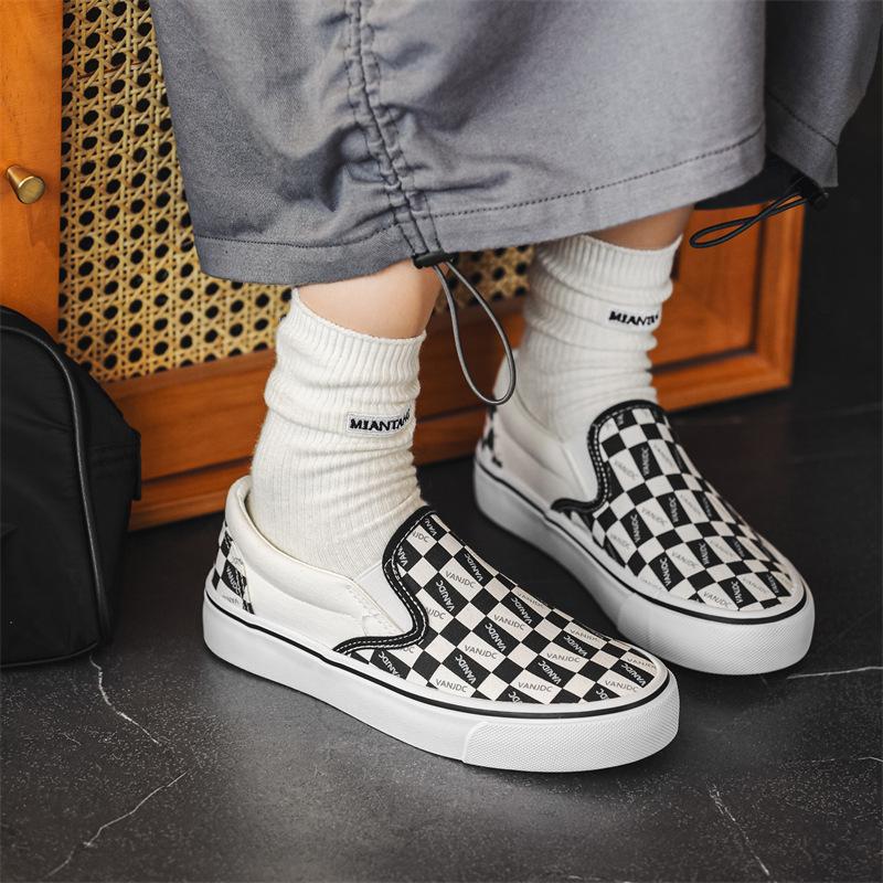 Women's Plaid Canvas Shoes, Casual Flat Shoes, Low-top Non-slip Wear-resistant Canvas Shoes for Students and Couples 1