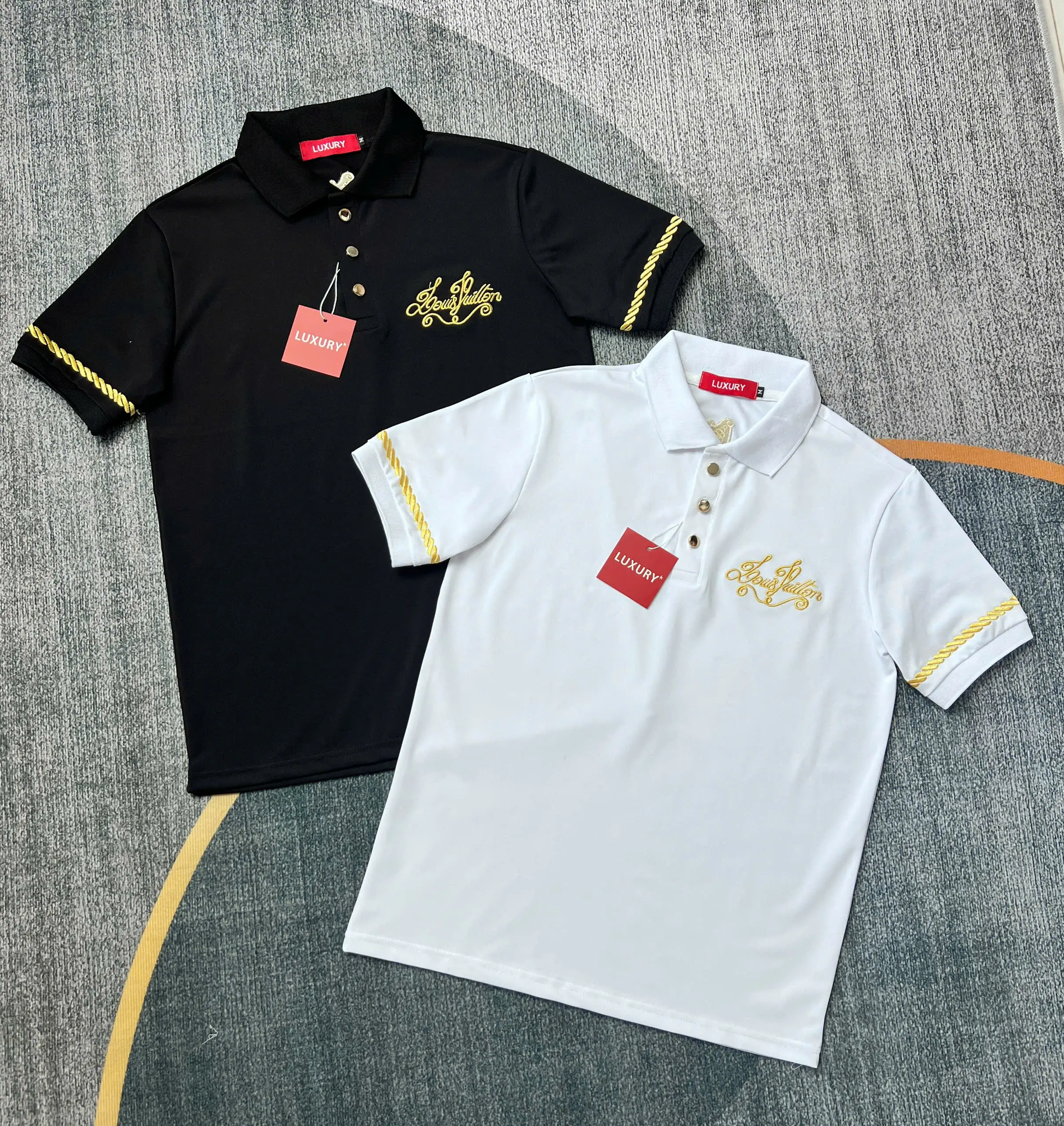 Áo polo nam vải poly co giãn 4 chiều 2 viền tay dệt thêu logo họa tiết mẫu trẻ trung - BẢO BẢO MEN