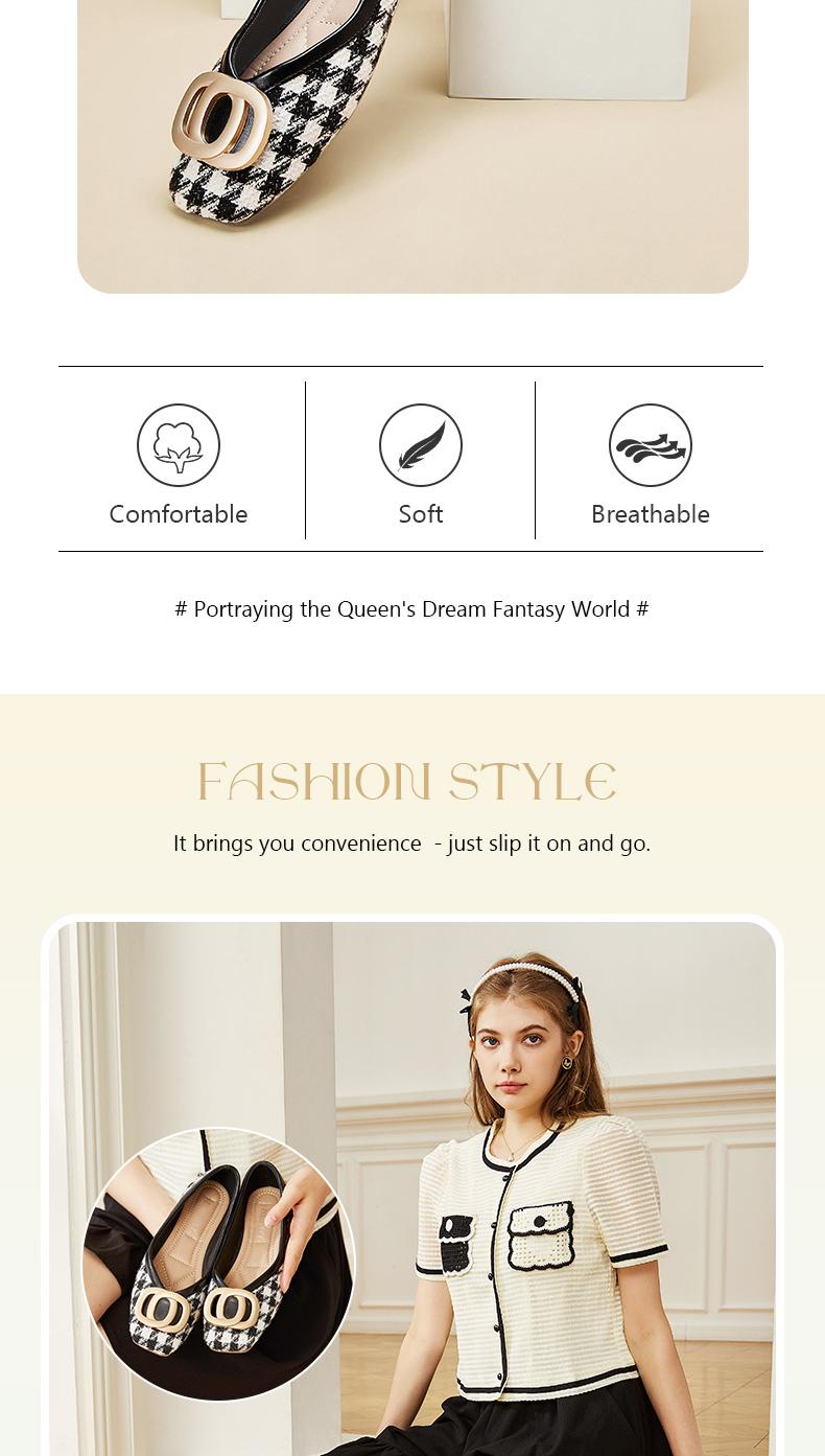 Product Introduction of Paris Zoey Giày nữ búp bê nữ màu đen và trắng Vintage thanh lịch nữ giày Đơn giản Shoes 20
