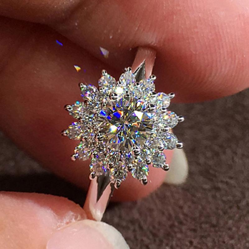 Product Introduction of Exquisite Zircon Sunflower Ring Bling Finger Ring For Women Girl Wedding Engagement Party Jewelry Gift 32