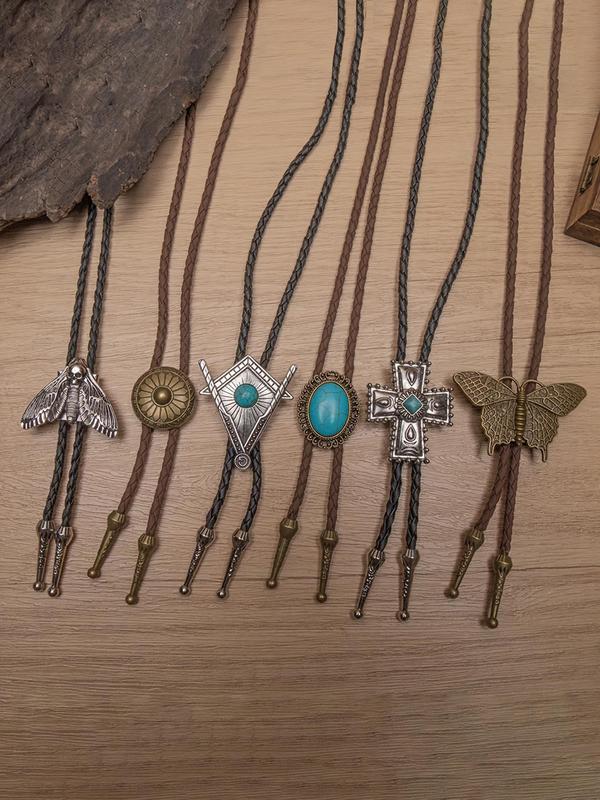 Random Style Boho Style Bolo Tie Necklace, Western Style Long Necklace for Men, Fashion Jewelry for Party, Daily Decor, Trendy All-match & Exquisite Jewelry for Birthday Gift 3
