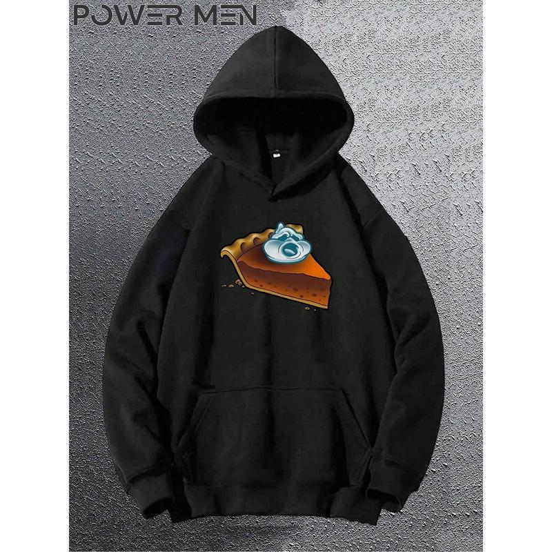 TikTok Shop POWER MEN Men s Casual Geometric Print Hoodie Kangaroo Pouch Long Sleeve Pullover Suitable For Autumn And Winter