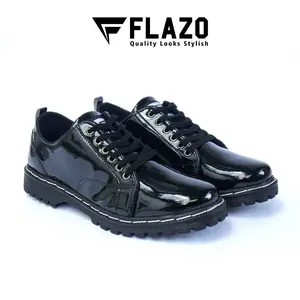 Flazo Sepatu Pria Docmart Hitam Glosy Sepatu Formal Kerja Kantor Kondangan