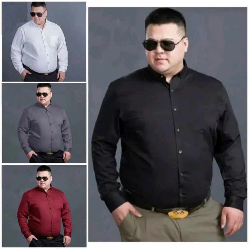 Kemeja Polos Formal Jumbo Lengan Panjang Slimfit Baju Katun Polos 0