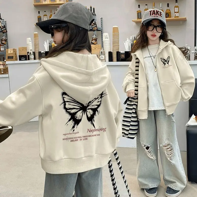Áo Cardigan Hoạt Hình, Thương Hiệu Thời Trang, Có Mũ Trùm Đầu, Trang Phục Mùa Xuân, Bên Ngoài, Dành Cho Bé Gái, Hàng Mới Về Thu Đông 2024, Trẻ Em Trung Bình Và Lớn, Áo Len Có Khóa Kéo Lông Cừu, Thời Trang