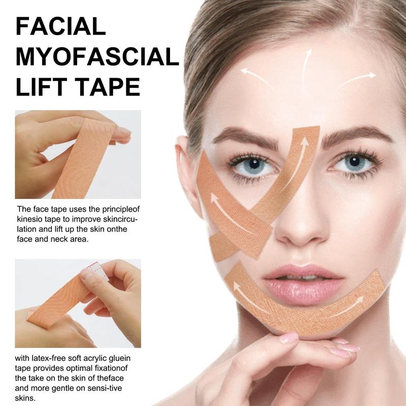 Facial Myofascial Lift Tape, 1 Box Face Lifting Tape, Face Toning Belts for Firming and Tightening Skin, Portable Skin Care Tool for Men & Women 7