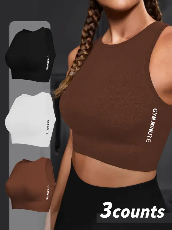 Women's Solid Color Crop Sports Tank Top, Breathable Moisture Wicking Quick Drying Sports Top, Ladies Sportswear for Indoor Outdoor Wear, Gym Tops, Tennis Attire, Activewear 6