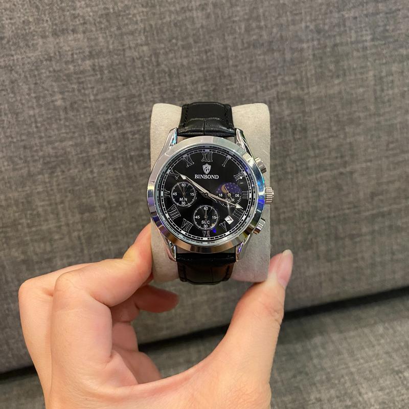 Binbond Đồng hồ Nam dây da chống xước chống nước ROL88. Đeo Tay Watch