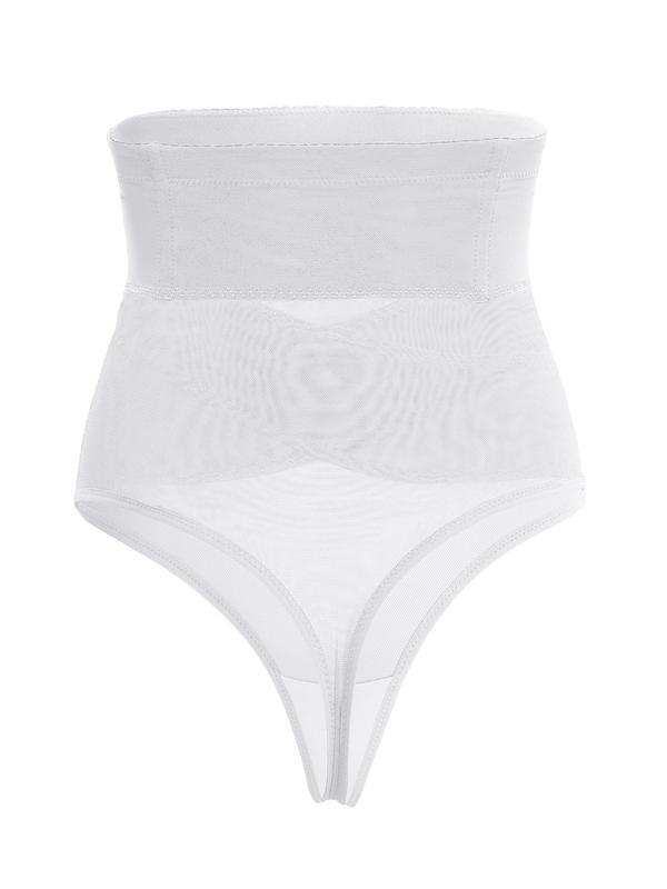 Women's Contrast Mesh Shapewear Thong, Breathable High Waist Shapewear Bottom for Daily Wear, Tummy Control Butt Lifter, Minimalist Basic Underwear 8