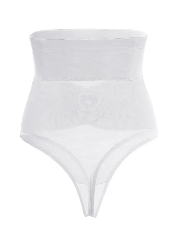 Women's Contrast Mesh Shapewear Thong, Breathable High Waist Shapewear Bottom for Daily Wear, Tummy Control Butt Lifter, Minimalist Basic Underwear, tummy tuck garment 6