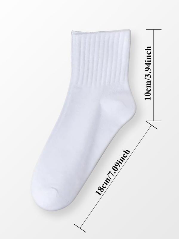Women's 10 Pairs Casual Solid Crew Socks, Comfy Low Cut Socks For Women, Mid-Calf Socks For Daily Wear, Women's Socks & Hosiery 1