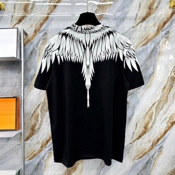 Áo Ngắn Tay Boy Phố  Hoạ TIết Cánh Chim Trắng Cực Chất Mẫu Mới Hot Trend Menswear Cổ Tròn