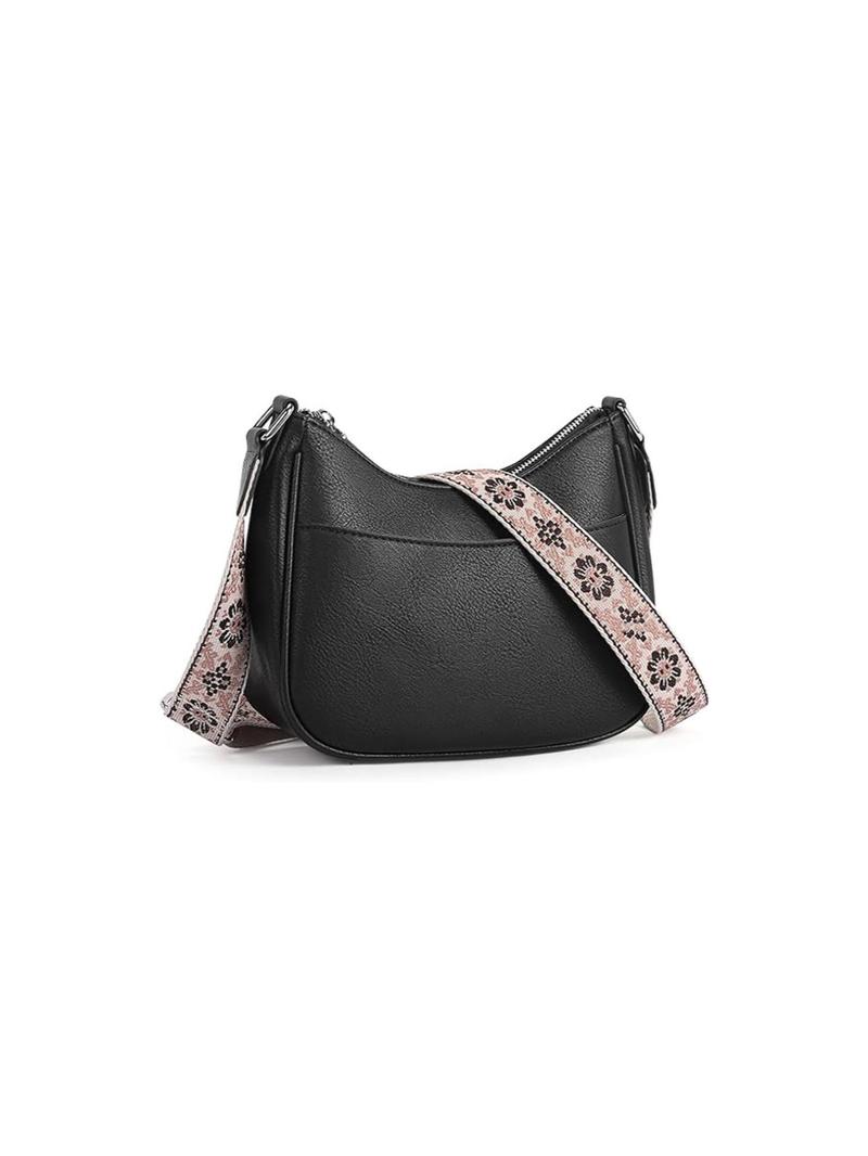 Product Introduction of Women's Checked Pattern Crossbody Bag, Fashionable PU Leather Hobo Bag with Adjustable Strap, Casual Versatile Shoulder Bag for Daily Used 4