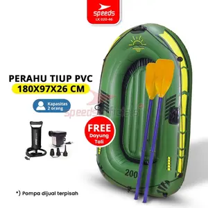SPEEDS Perahu Karet Tiup Mancing Inflatable Boat 2 Orang Kayak + Dayung Arung Jeram 020-46