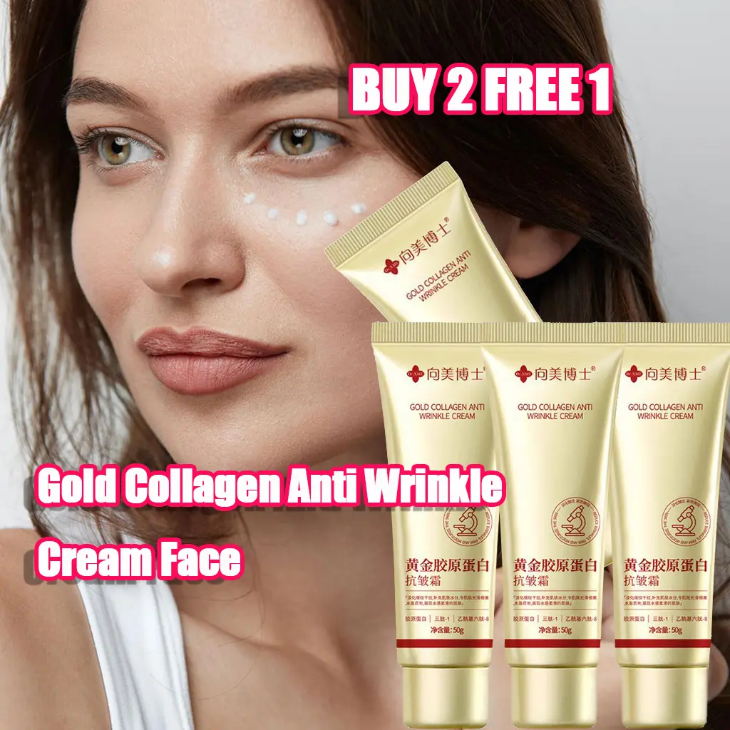 【buy 2 free 1】50g Gold Collagen Anti Wrinkle Cream Anti Aging Face Cream Moisturizing Collagen Cream Skin Care Light lines·Tightening