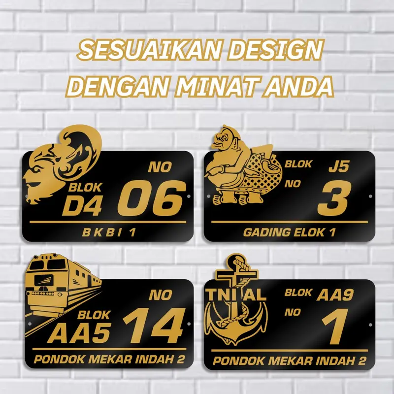 Custom nomor rumah akrilik | No rumah cantik minimalis modern | 1