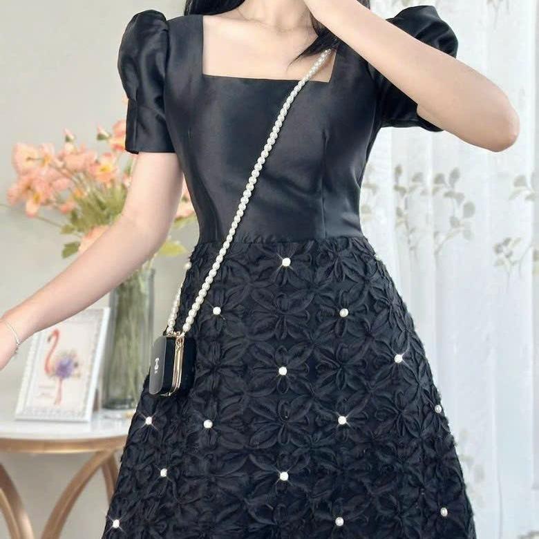 Đầm cổ vuông tay phồng phối ren cao cấp Sona Dress Nữ Váy