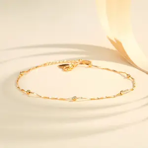 LM774 【COD】 Gelang Kaki Sederhana Anti Luntur Berlapis Emas Baja Tahan Karat Fashion Aksesoris Perhiasan Wanita Korea