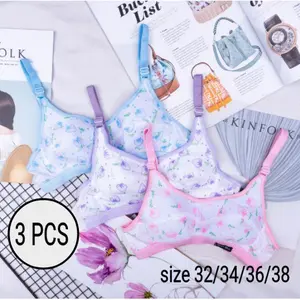 Paket isi 1pcs / 3pcs Bra Remaja/Pelajar BH ABG Full Print Bunga / Strowberry