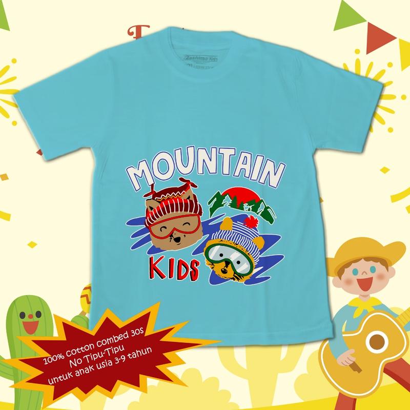 Kaos anak bahan premium cotton combed 30s, untuk usia 3-9 tahun, motif beruang 8