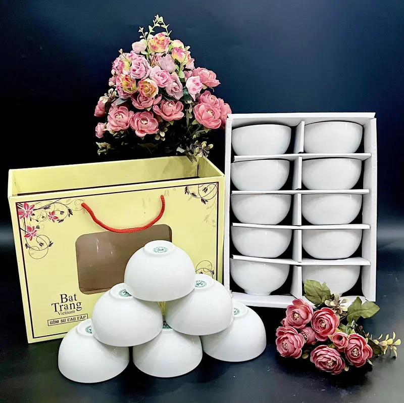 Bộ 6-10 Bát Cơm Bát Tràng Cao Cấp, Men trắng mịn, xịn TDC 0