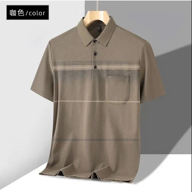 Áo Thun Cotton Ngắn Tay, Dành Cho Nam Trung Người Già, Có Túi, Thích Hợp Cho Mùa Hè, Áo Polo Thường Ngày Quần Áo Nam Trung Người Già Và Cao Tuổi, Quần Áo Hàng Đầu 1