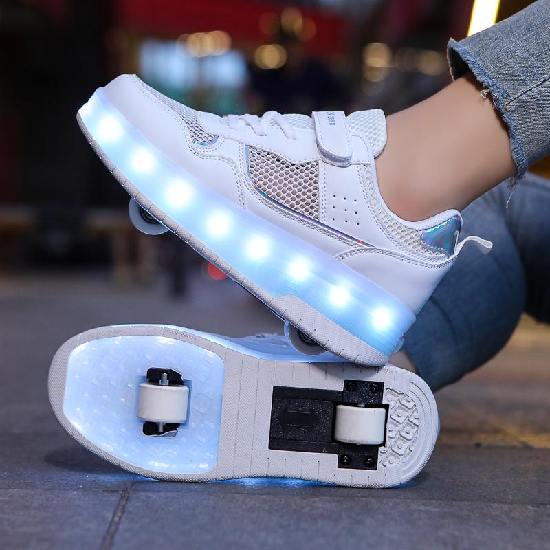 Giày Giày Thể Thao Hai Bánh Chiếu Sáng LED, , Dành Cho Giày Trượt Patin Trẻ Em, Giày Chiếu Sáng Đầy Màu Sắc Cho Trẻ Em, Giày Thể Thao Cho Bé Gái Và Bé Trai Có Bánh Xe 0