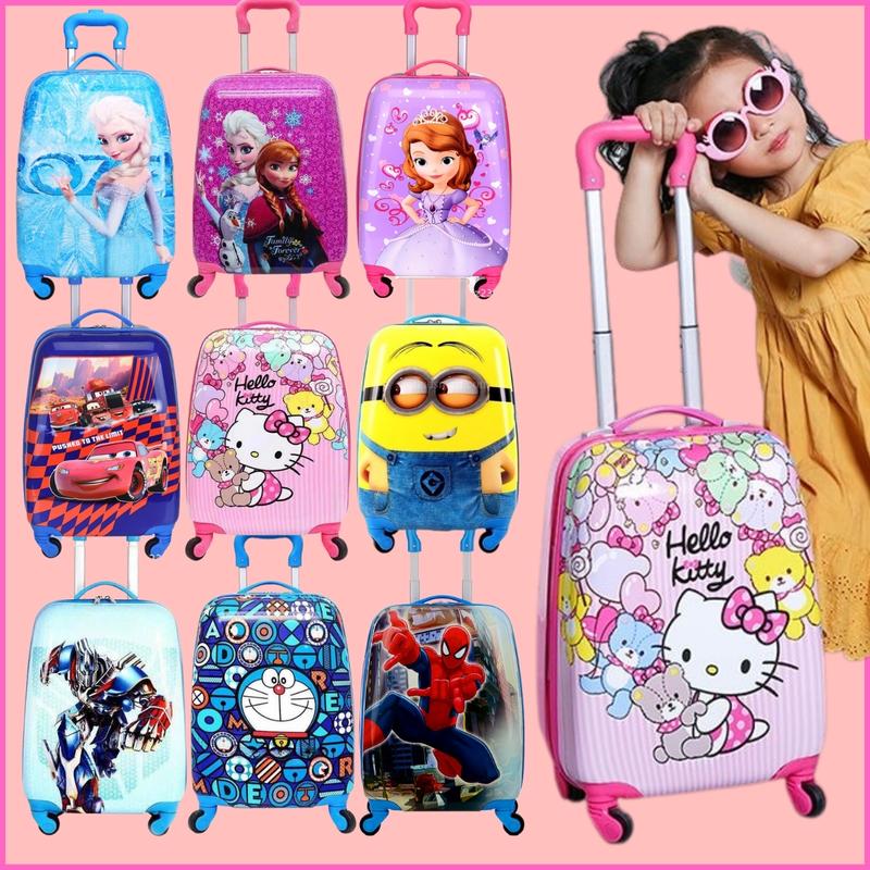 Vali kéo trẻ em 18 inch hành lý cho bé du lịch nhân vật hoạt hình mèo kitty, siêu nhân, người nhện, nữ hoàng băng elsa, doramon, công chúa Balo BBG0708 hello