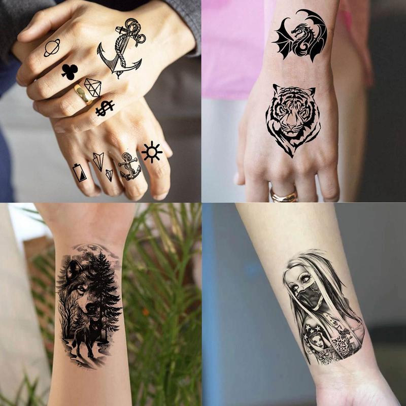 Animal Pattern Temporary Tattoo Sticker, 60pcs/set Fake Tattoo Sticker, Body Art Sticker for Women & Men, Realistic Tattoo Sticker for Arms, Neck, Ankle, Legs, Painless Body Art Decoration 2