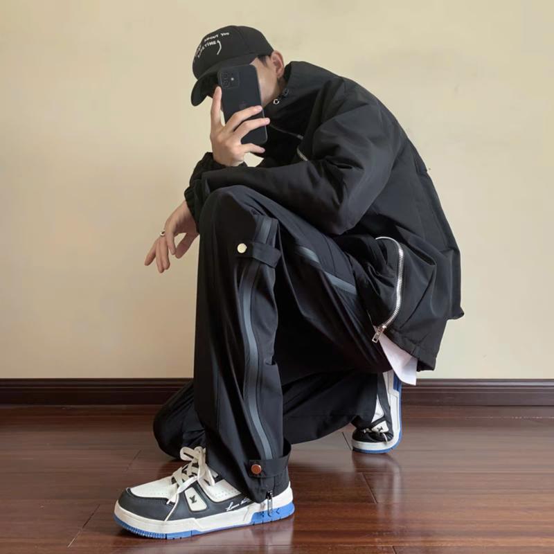 Quần ống suông rộng Unisex PHỐI KHÓA DỌC SƯỜN - Quần ống rộng chất vải GIÓ HÀNsiêu đẹp dễ phối đồ Menswear Nam