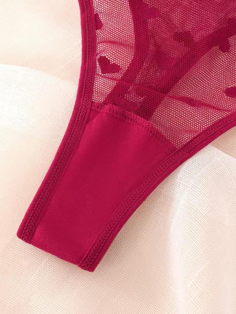 Product Introduction of Women's Heart Pattern Lace Thong, Breathable Comfy Panty for Daily Wear, Women's Underwear for All Seasons 6