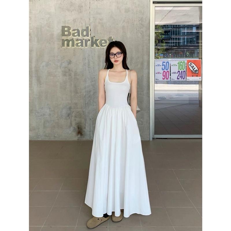 Set đầm maxi 2 dây phối áo khoác cardᶖgan lạ mắt  Set đồ nữ trắng đen tôn dáng che khuyết điểm mặc thu đông 3