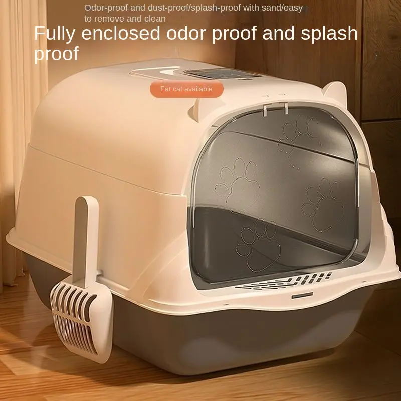 Dustbin Oversized Fully Enclosed Toilet Kitten Litter Box Bason Litter Box Splash-Proof Deodorant Cat Splash-Proof