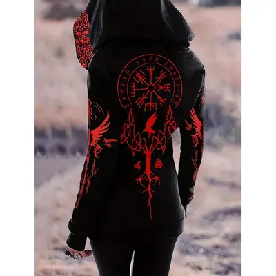 Sweat à Capuche Style Viking Pour Homme - Impression 3D - Pour Printemps/automne, Cosplay Ou Look Décontracté