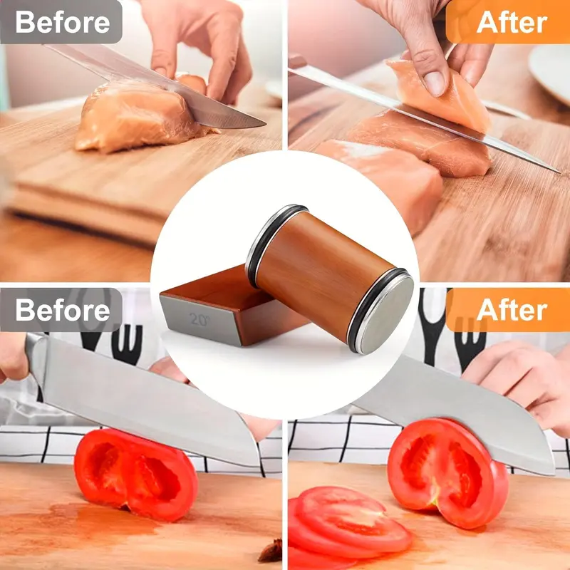 Manual Knife Sharpener, 1 Set Knife Sharpening Kit with 15 and 20° Angle Base, Durable Knife Sharpening Tool for Home Kitchen Outdoor 7