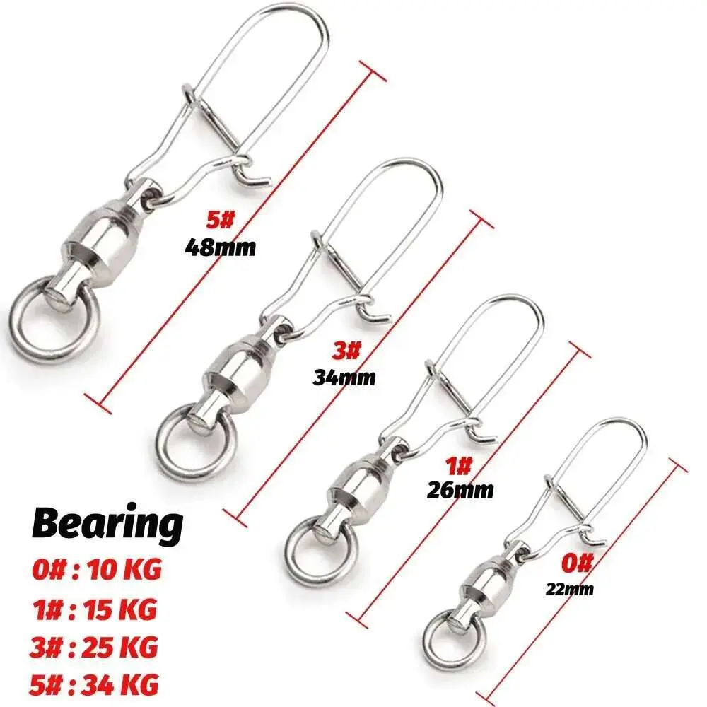 GOBAIT 20PCS Swivel Snap Connector Pin Ball Bearing Rolg Ring Buckle Kit Pesca Lure e Connect Cross Lock Fishing Tools