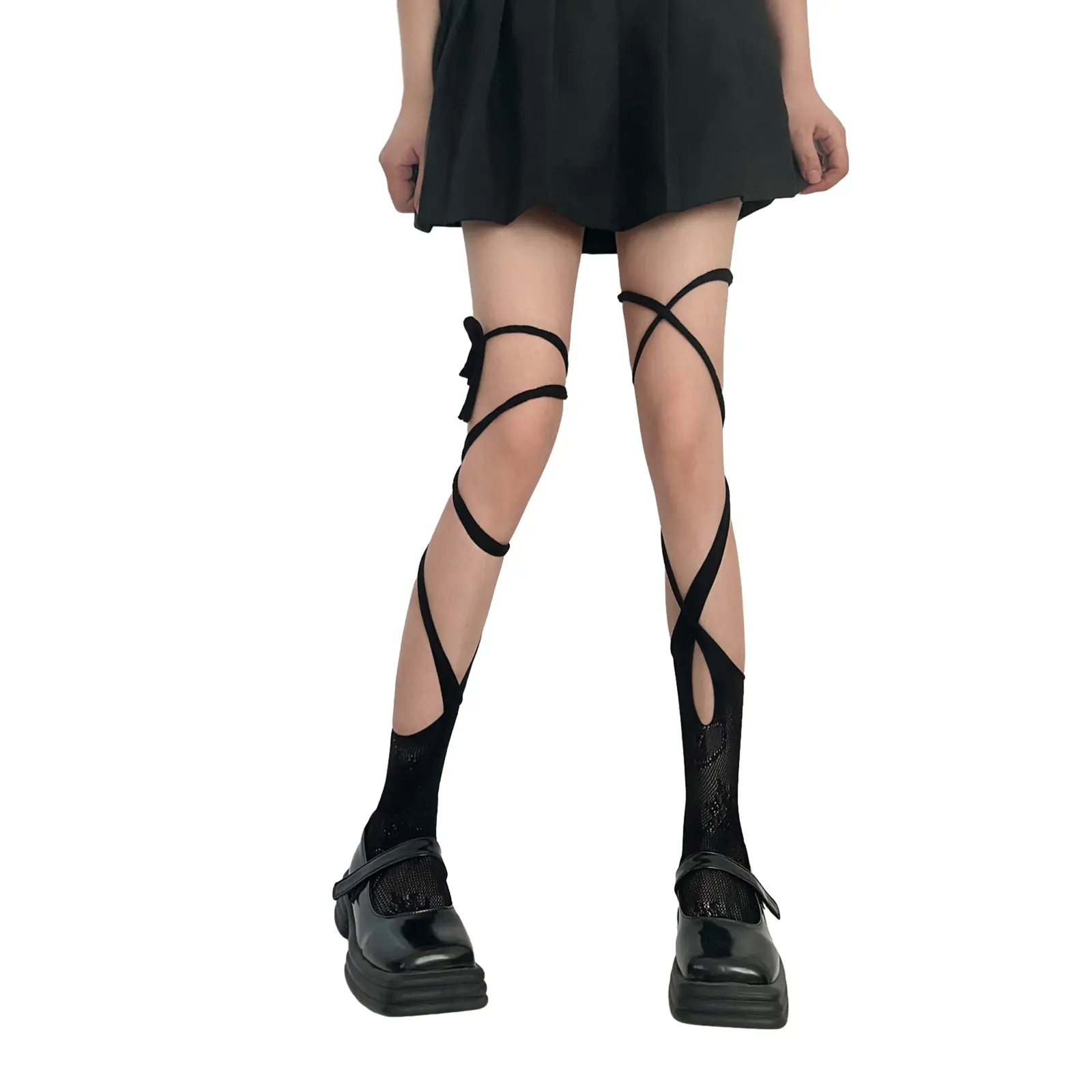 Summer Lace Thigh High Socks Sheer Irregular Bandage Stockings Socks for Women Lady Girls