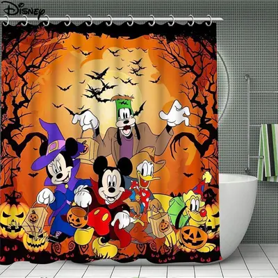 Disney Halloween Vampire store Mickey & Witch Minnie Mouse Shower Curtain Bath Mat Set