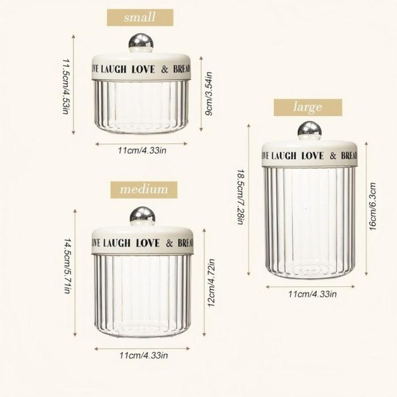 Coffee Bean Storage Jar, 1 Count Clear Food Storage Container with Lid, Dustproof Food Preserving Container for Home Kitchen Dormitory Office, Utensils 1