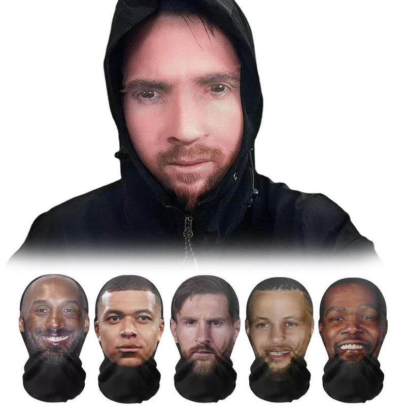 Product Introduction of 3D Printed Seamless Kanye Face Mask Celebrity Face Mask Funny Head Cover Riding Scarf Cosplay Headwear Hip Hop Hood 23