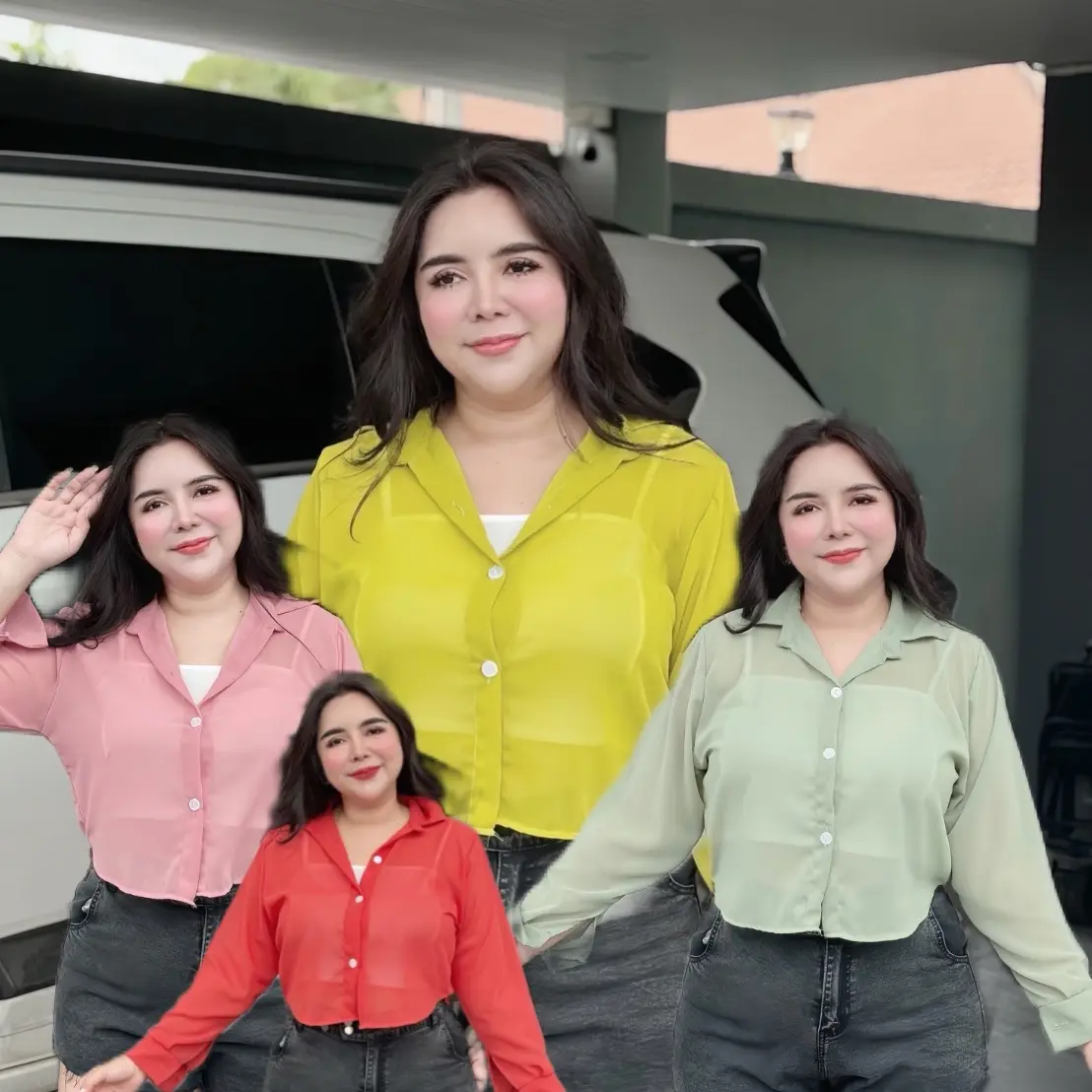 เสื้อ ชีฟอง (รุ่นครอป)  แขนยาววววววว Lady ผู้หญิง. Clothing Women
