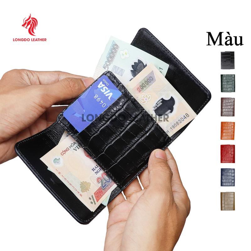 Ví Longdo kẹp tiền ví nam mini nhỏ gọn bảo hành 5 năm Longdo Leather - B15