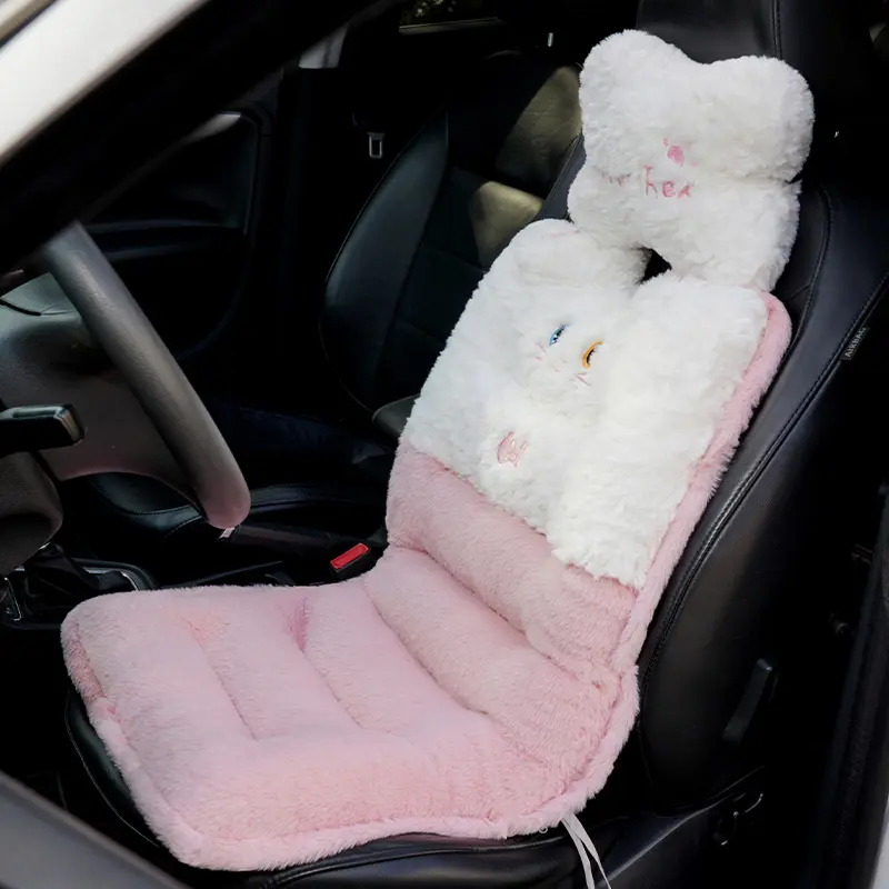 Car Cushion Autumn and Winter Short Plush Seat Cushion Universal Rear Fleece-lined Neck Protection Seat Cover Lumbar Support Pillow